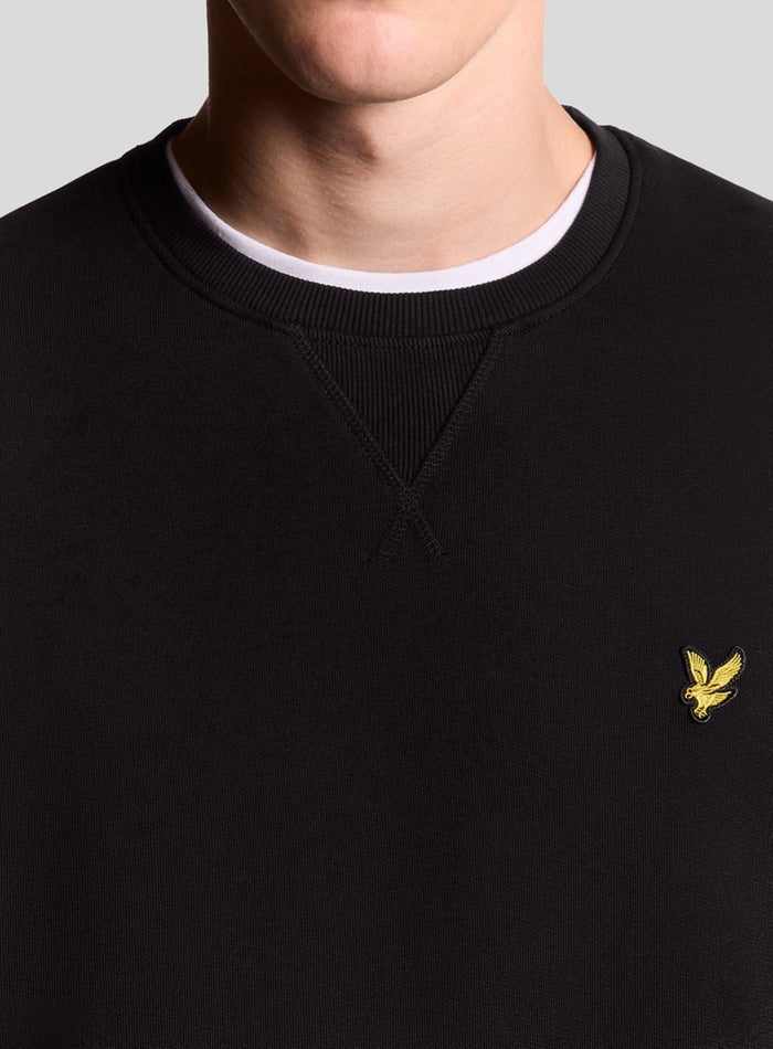 LYLE & SCOTT Cotton Crew Neck Sweatshirt Jet Black - MAISONDEFASHION.COM