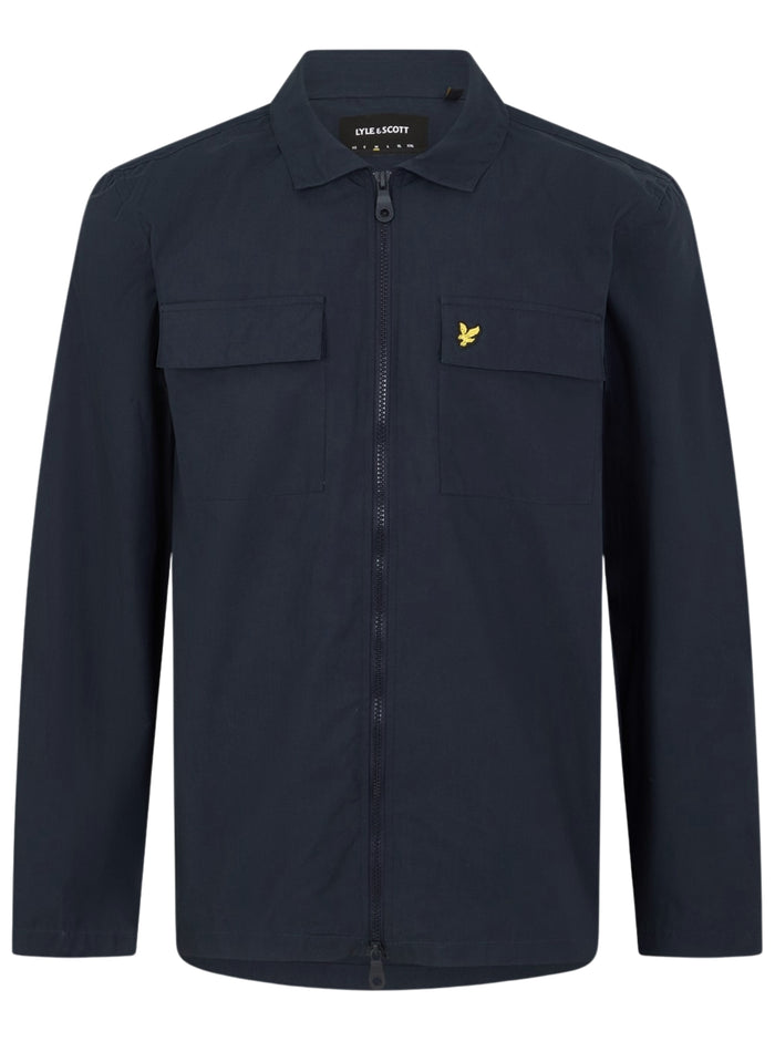 LYLE & SCOTT Cotton Long Sleeve Zip Overshirt Dark Navy - MAISONDEFASHION.COM