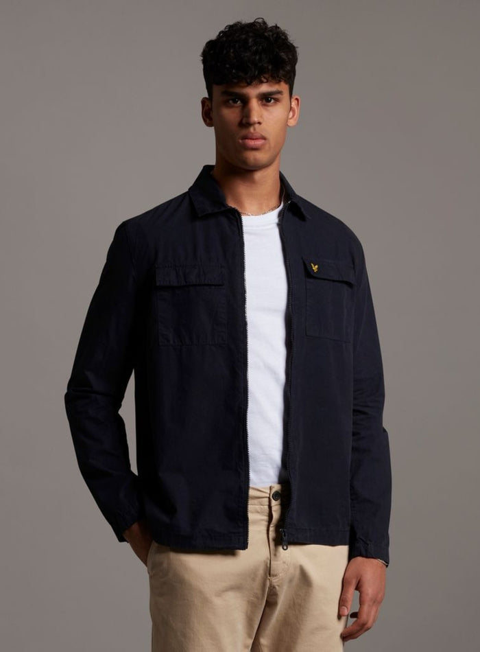 LYLE & SCOTT Cotton Long Sleeve Zip Overshirt Dark Navy - MAISONDEFASHION.COM