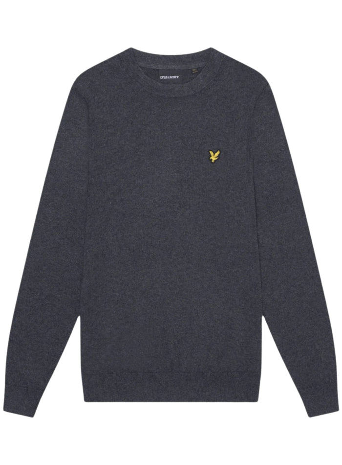 LYLE & SCOTT Cotton Merino Crew Neck Jumper Charcoal Marl - MAISONDEFASHION.COM