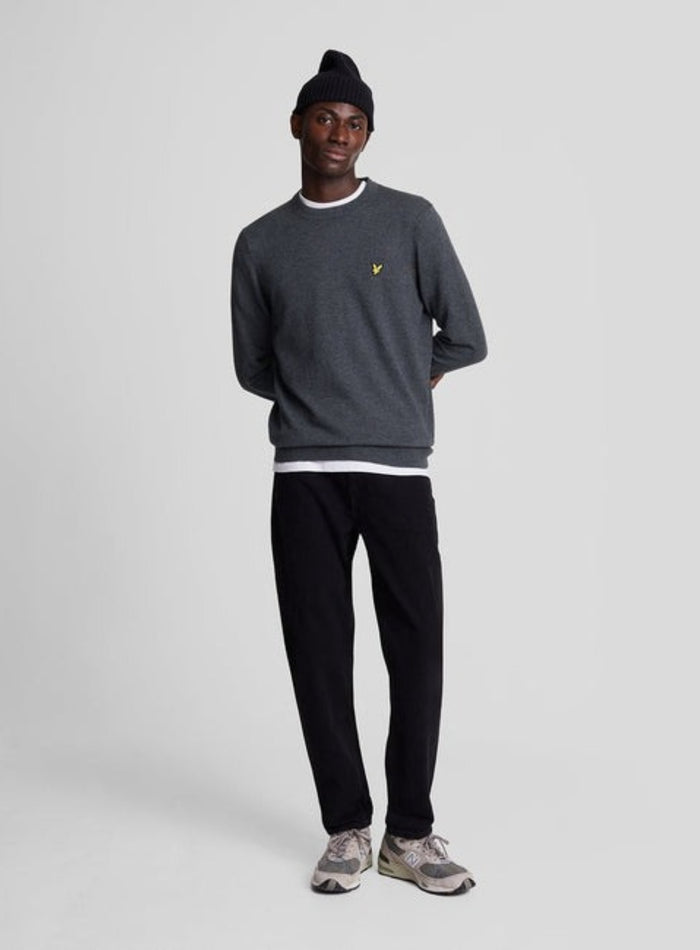 LYLE & SCOTT Cotton Merino Crew Neck Jumper Charcoal Marl - MAISONDEFASHION.COM