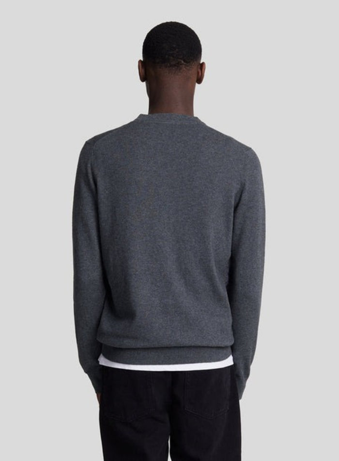 LYLE & SCOTT Cotton Merino Crew Neck Jumper Charcoal Marl - MAISONDEFASHION.COM
