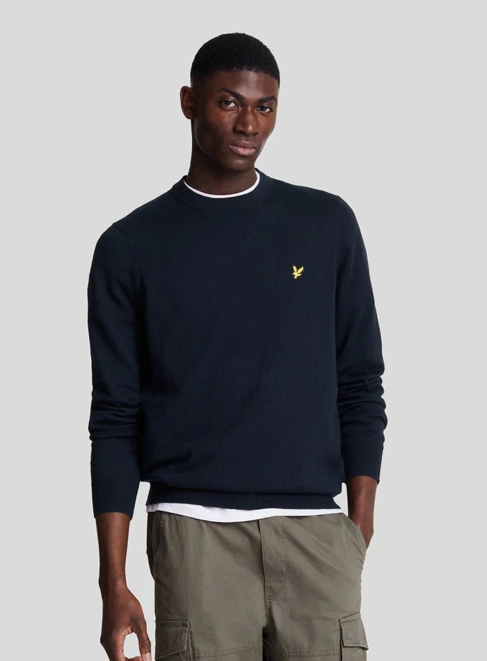 LYLE & SCOTT Cotton Merino Crew Neck Jumper Dark Navy - MAISONDEFASHION.COM
