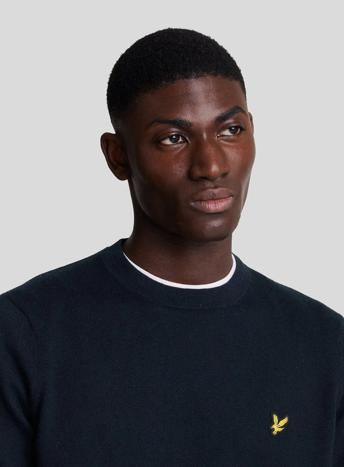 LYLE & SCOTT Cotton Merino Crew Neck Jumper Dark Navy - MAISONDEFASHION.COM