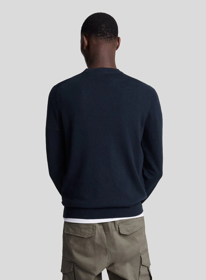 LYLE & SCOTT Cotton Merino Crew Neck Jumper Dark Navy - MAISONDEFASHION.COM