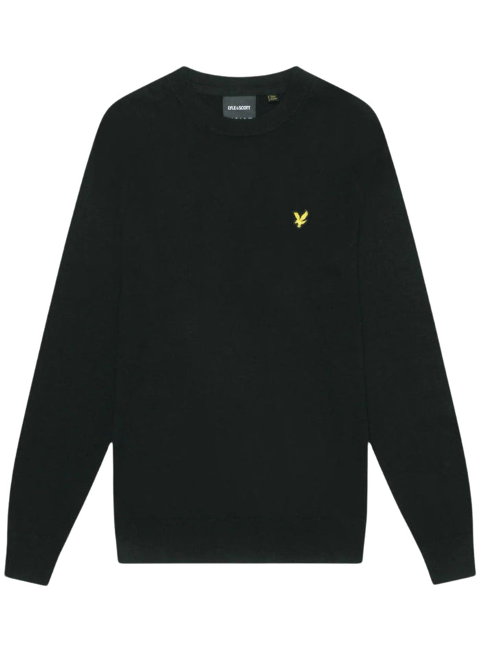 LYLE & SCOTT Cotton Merino Crew Neck Jumper Jet Black - MAISONDEFASHION.COM