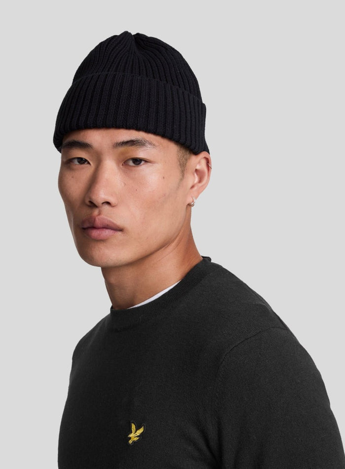 LYLE & SCOTT Cotton Merino Crew Neck Jumper Jet Black - MAISONDEFASHION.COM