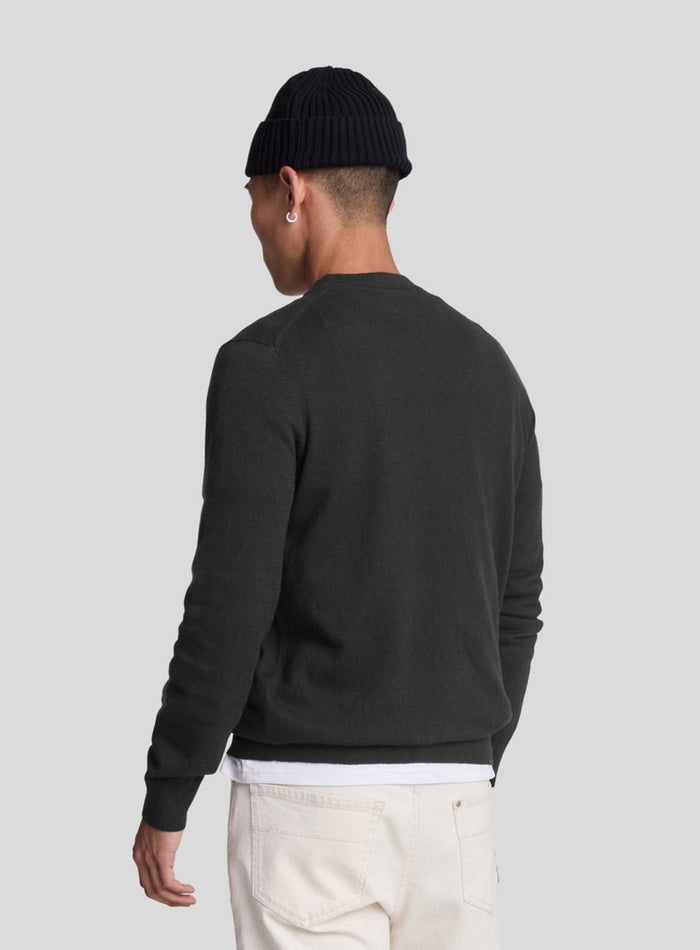 LYLE & SCOTT Cotton Merino Crew Neck Jumper Jet Black - MAISONDEFASHION.COM