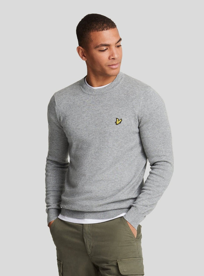 LYLE & SCOTT Cotton Merino Crew Neck Jumper Mid Grey - MAISONDEFASHION.COM