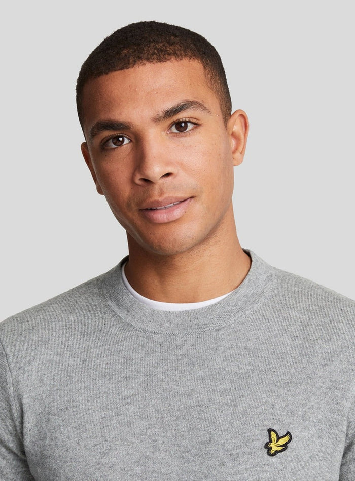 LYLE & SCOTT Cotton Merino Crew Neck Jumper Mid Grey - MAISONDEFASHION.COM
