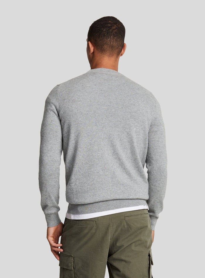 LYLE & SCOTT Cotton Merino Crew Neck Jumper Mid Grey - MAISONDEFASHION.COM
