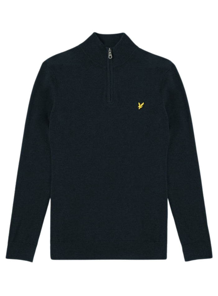LYLE & SCOTT Cotton Merino Football Collar Jumper Dark Navy - MAISONDEFASHION.COM