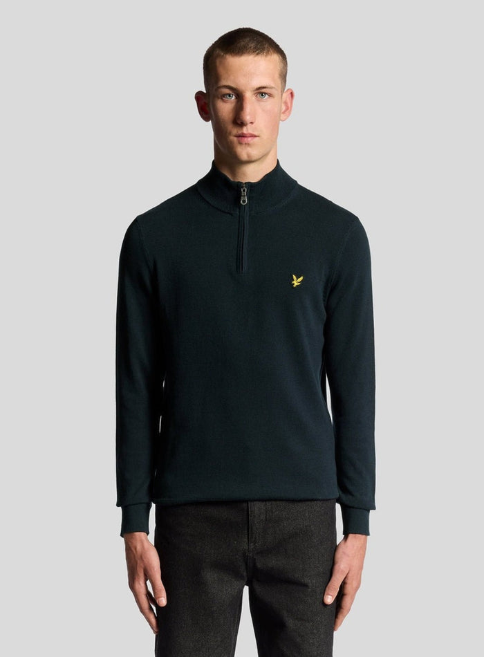 LYLE & SCOTT Cotton Merino Football Collar Jumper Dark Navy - MAISONDEFASHION.COM