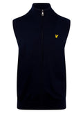 LYLE & SCOTT Cotton Merino Full Zip Knitted Vest Dark Navy - MAISONDEFASHION.COM