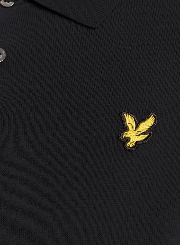 LYLE & SCOTT Cotton Merino Long Sleeve Knitted Polo Dark Navy - MAISONDEFASHION.COM