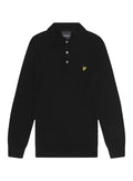 LYLE & SCOTT Cotton Merino Long Sleeve Knitted Polo Jet Black - MAISONDEFASHION.COM