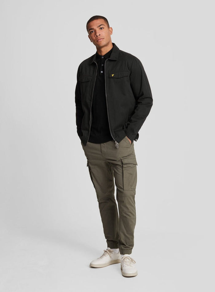 LYLE & SCOTT Cotton Merino Long Sleeve Knitted Polo Jet Black - MAISONDEFASHION.COM