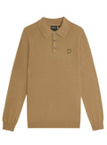 LYLE & SCOTT Cotton Merino Long Sleeve Knitted Polo Tigers Eye - MAISONDEFASHION.COM