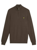 LYLE & SCOTT Cotton Merino Quarter Zip Jumper Espresso - MAISONDEFASHION.COM