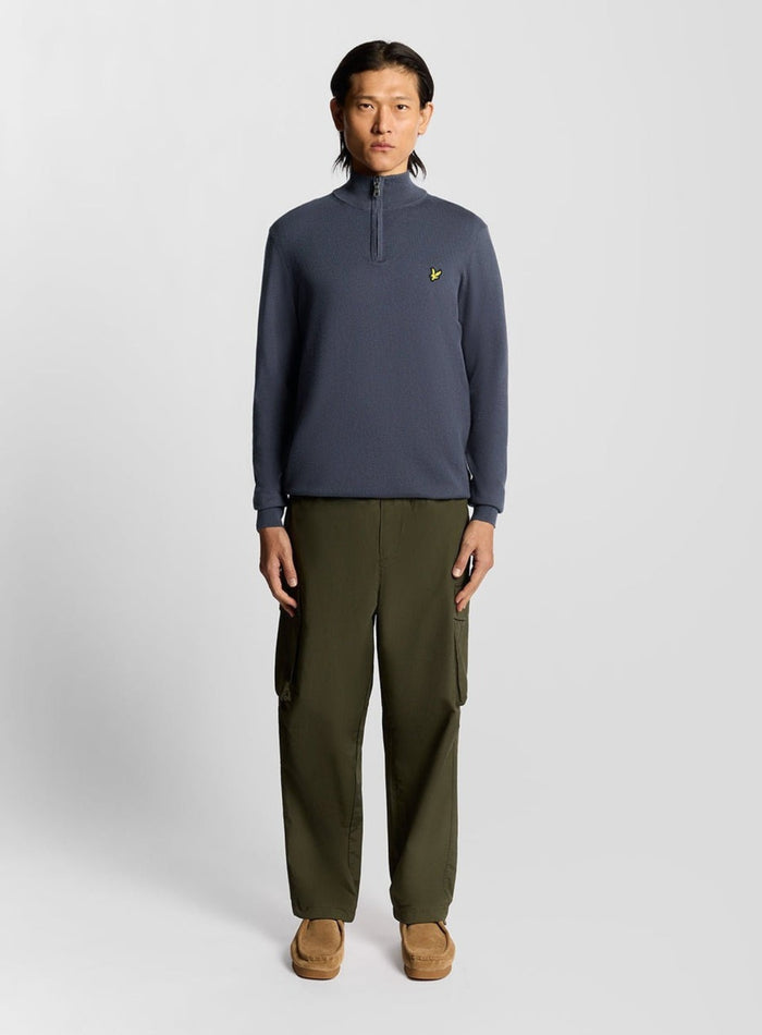 LYLE & SCOTT Cotton Merino Quarter Zip Jumper Graystone - MAISONDEFASHION.COM