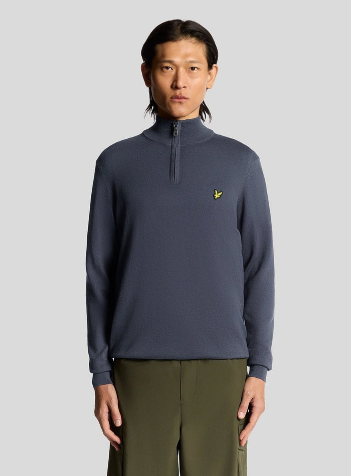 LYLE & SCOTT Cotton Merino Quarter Zip Jumper Graystone - MAISONDEFASHION.COM