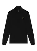 LYLE & SCOTT Cotton Merino Quarter Zip Jumper Jet Black - MAISONDEFASHION.COM