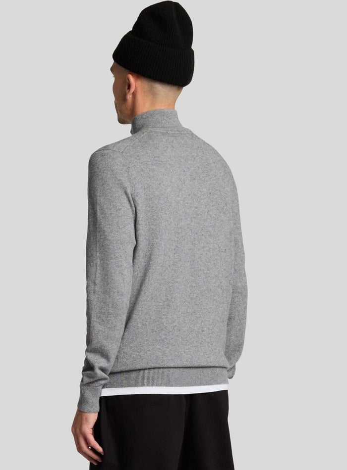 LYLE & SCOTT Cotton Merino Quarter Zip Jumper Mid Grey Marl - MAISONDEFASHION.COM