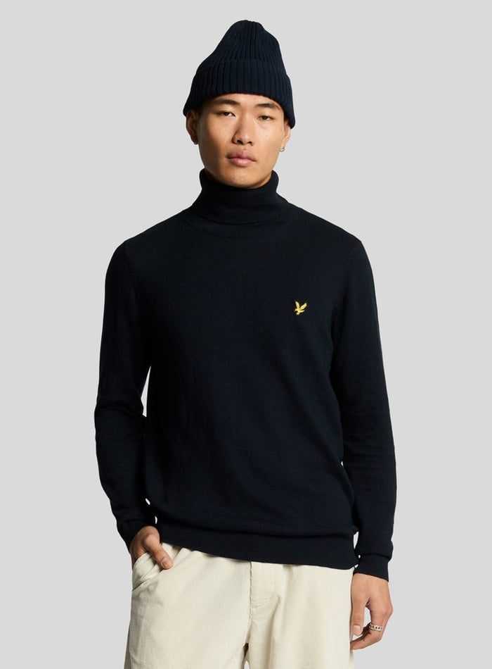 LYLE & SCOTT Cotton Merino Turtleneck Jumper Dark Navy - MAISONDEFASHION.COM