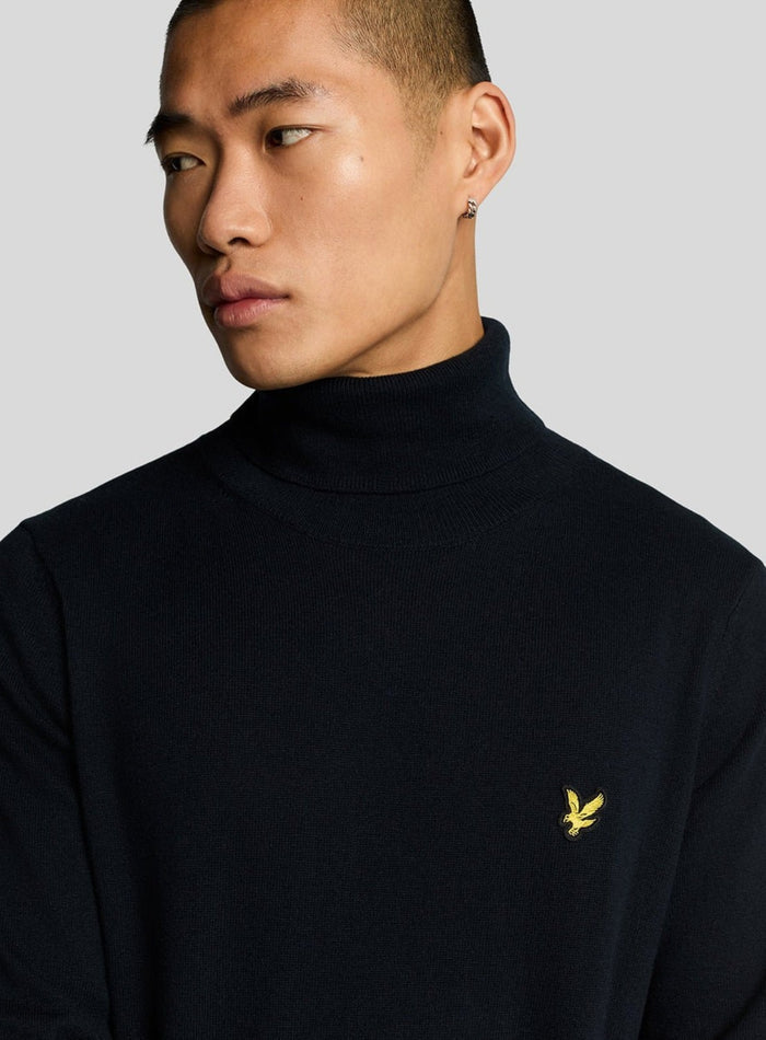 LYLE & SCOTT Cotton Merino Turtleneck Jumper Dark Navy - MAISONDEFASHION.COM