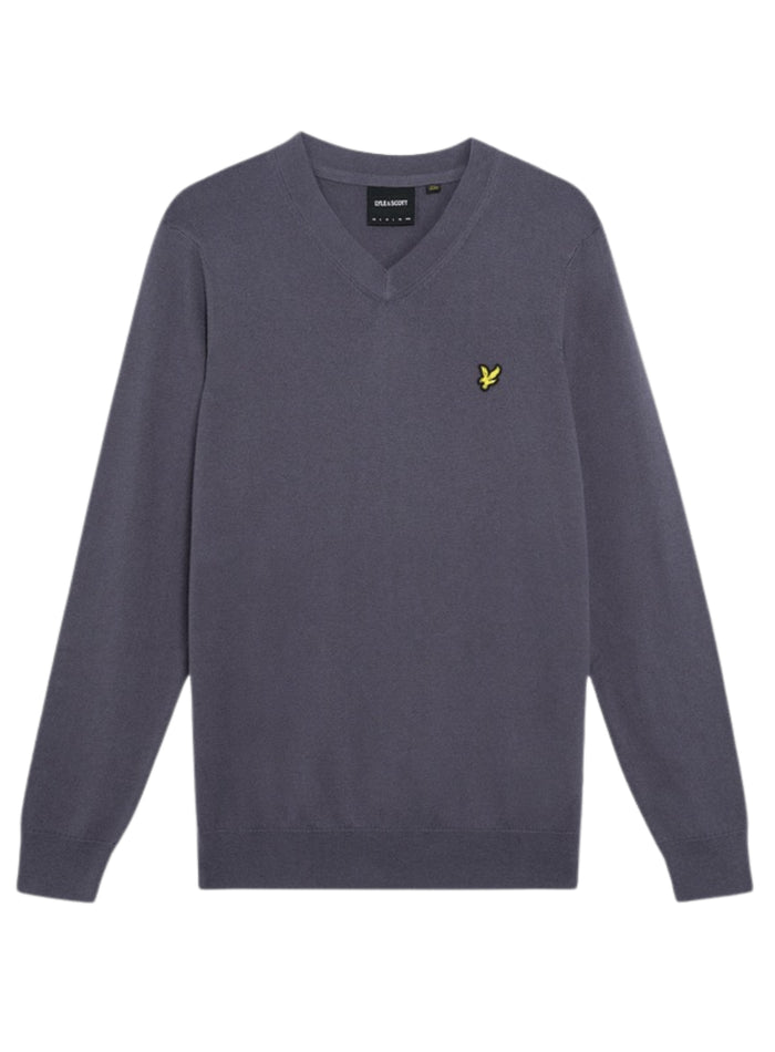 LYLE & SCOTT Cotton Merino V Neck Jumper Graystone - MAISONDEFASHION.COM