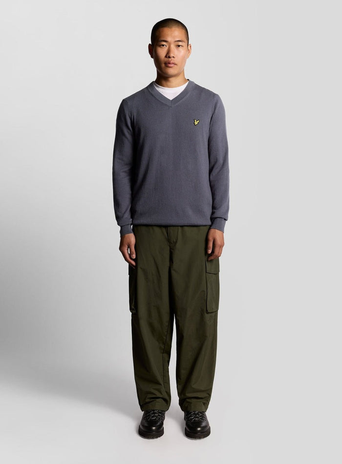 LYLE & SCOTT Cotton Merino V Neck Jumper Graystone - MAISONDEFASHION.COM