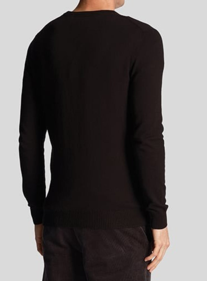 LYLE & SCOTT Cotton Merino V Neck Jumper Jet Black - MAISONDEFASHION.COM