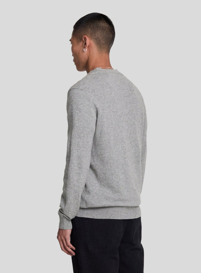 LYLE & SCOTT Cotton Merino V Neck Jumper Mid Grey Marl - MAISONDEFASHION.COM