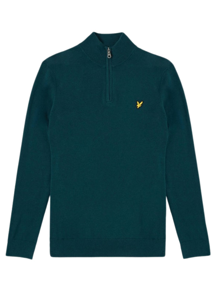 LYLE & SCOTT Cotton Quarter Zip Jumper Rich Teal - MAISONDEFASHION.COM