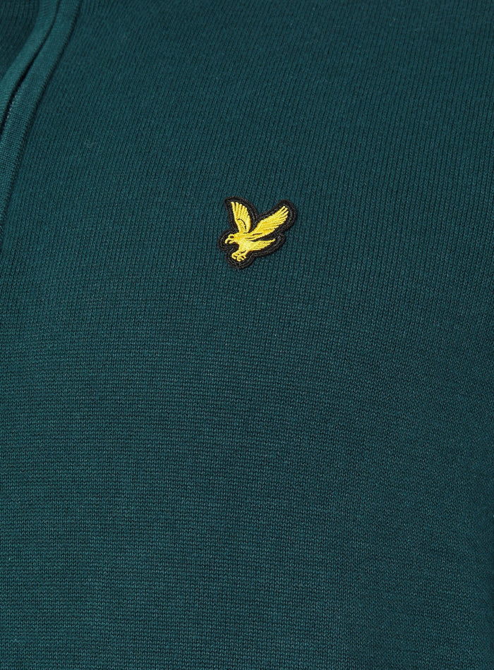 LYLE & SCOTT Cotton Quarter Zip Jumper Rich Teal - MAISONDEFASHION.COM