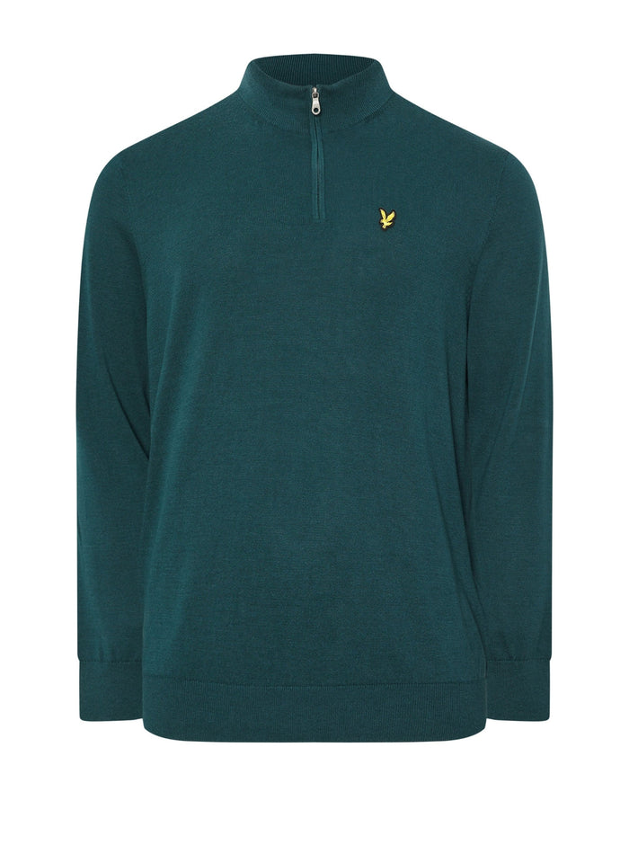 LYLE & SCOTT Cotton Quarter Zip Jumper Rich Teal - MAISONDEFASHION.COM