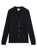 LYLE & SCOTT Drop Stitch Rib Knitted Cardigan Deep Navy - MAISONDEFASHION.COM