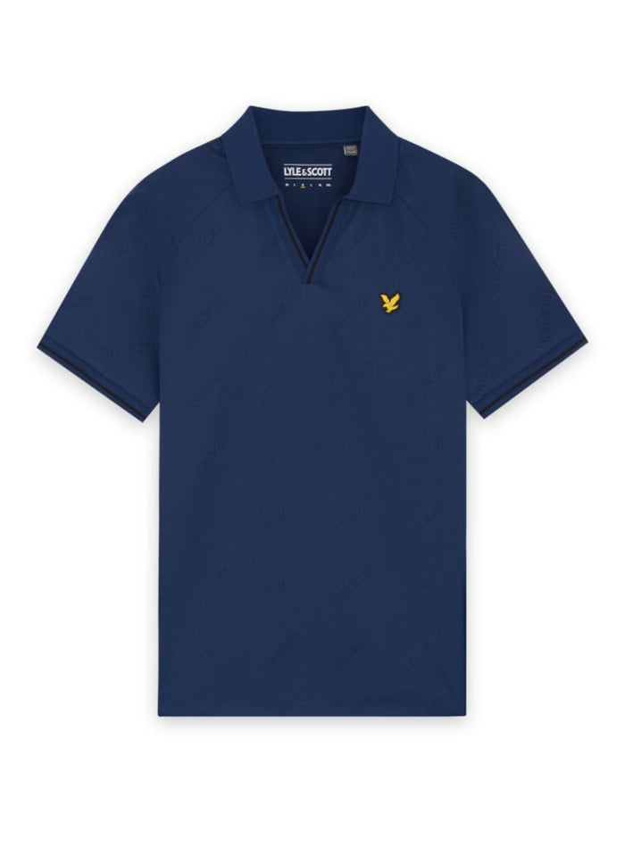 LYLE & SCOTT Embossed Football Polo Navy Peony - MAISONDEFASHION.COM