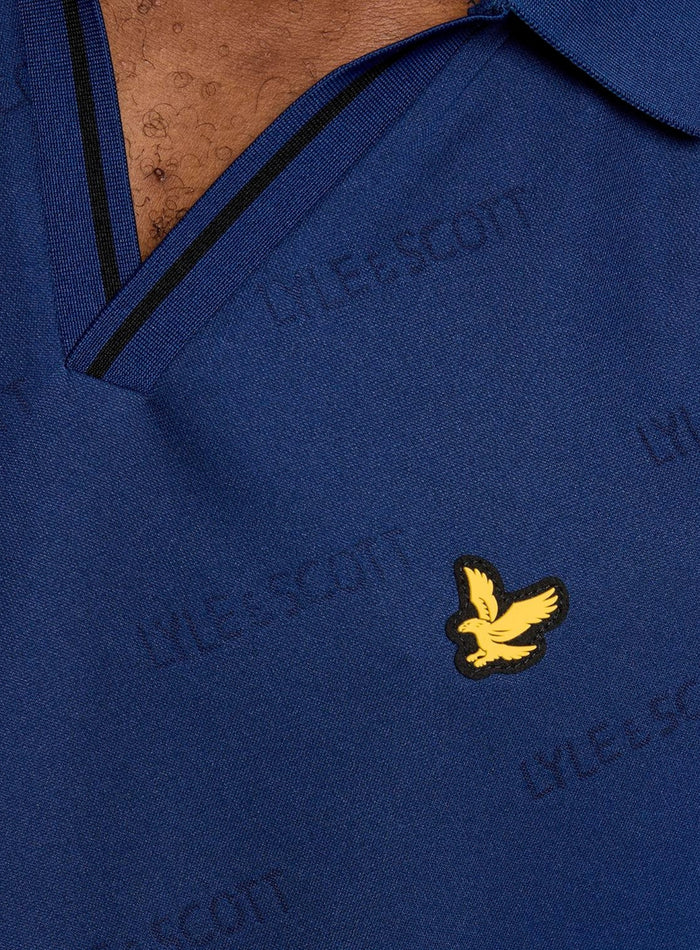 LYLE & SCOTT Embossed Football Polo Navy Peony - MAISONDEFASHION.COM