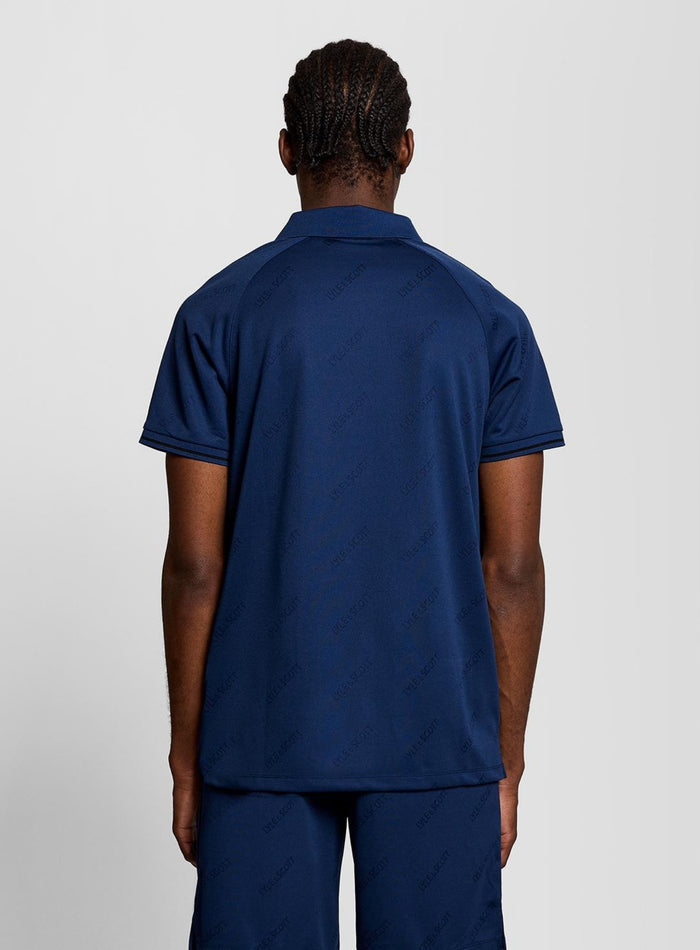 LYLE & SCOTT Embossed Football Polo Navy Peony - MAISONDEFASHION.COM