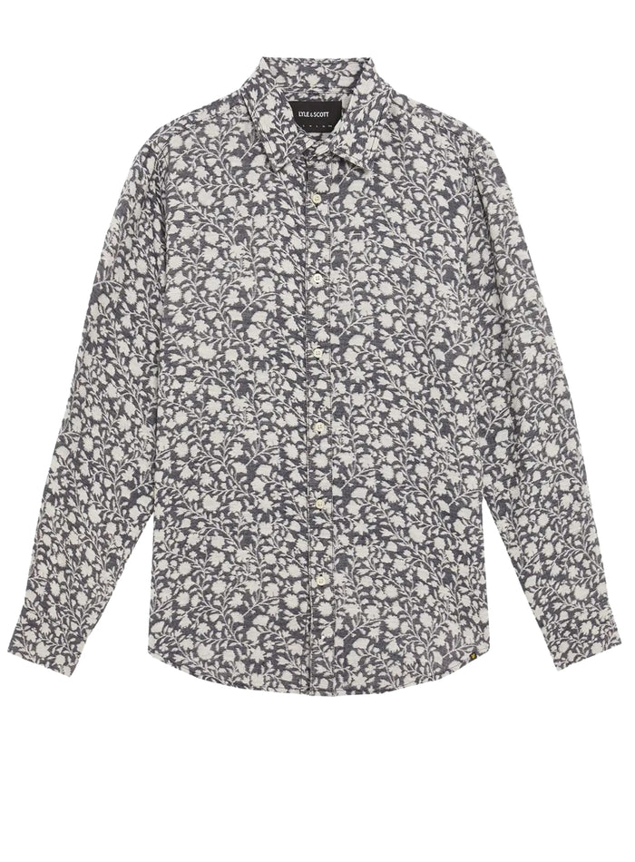 LYLE & SCOTT Floral Jacquard Shirt Jet Black Marl - MAISONDEFASHION.COM