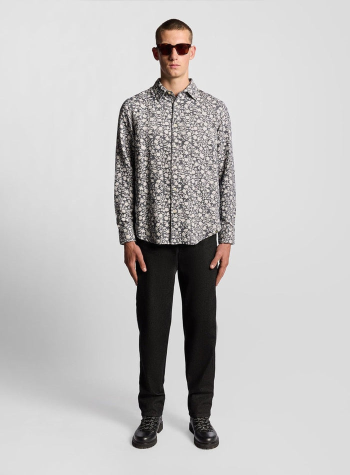 LYLE & SCOTT Floral Jacquard Shirt Jet Black Marl - MAISONDEFASHION.COM