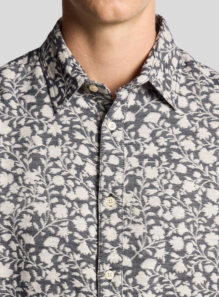 LYLE & SCOTT Floral Jacquard Shirt Jet Black Marl - MAISONDEFASHION.COM