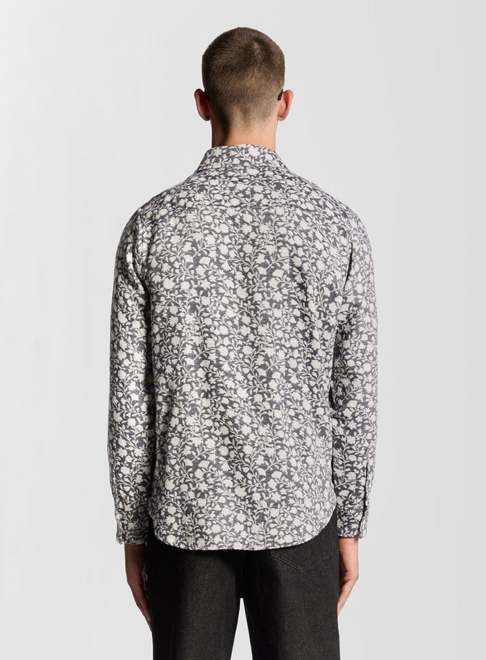 LYLE & SCOTT Floral Jacquard Shirt Jet Black Marl - MAISONDEFASHION.COM