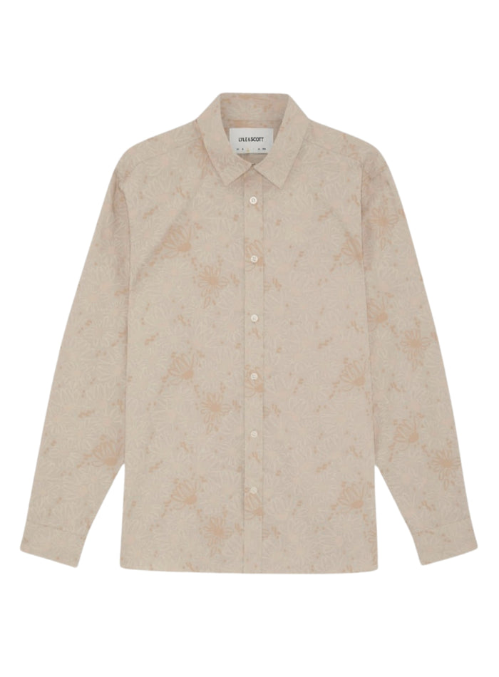 LYLE & SCOTT Floral Printed Shirt Lead Beige - MAISONDEFASHION.COM