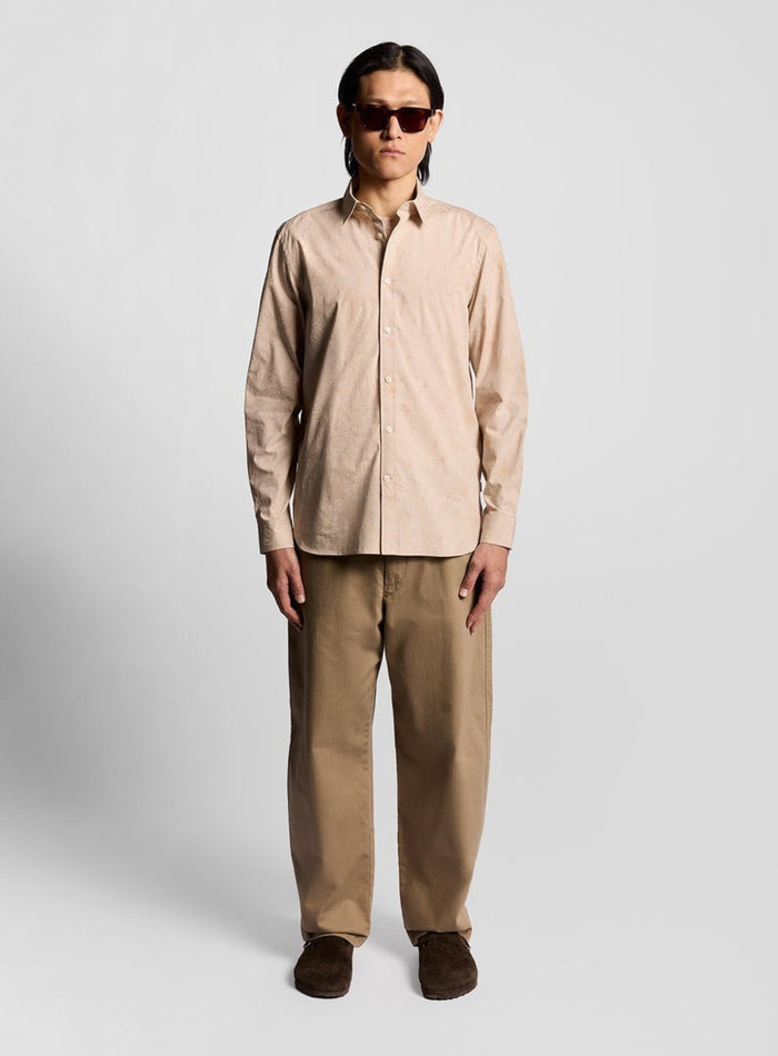 LYLE & SCOTT Floral Printed Shirt Lead Beige - MAISONDEFASHION.COM