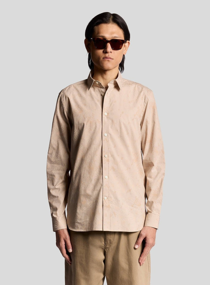 LYLE & SCOTT Floral Printed Shirt Lead Beige - MAISONDEFASHION.COM