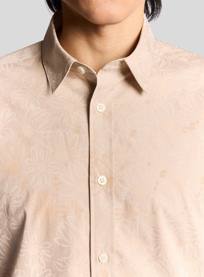 LYLE & SCOTT Floral Printed Shirt Lead Beige - MAISONDEFASHION.COM