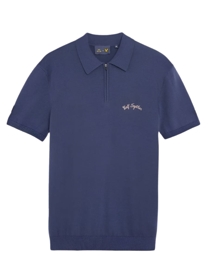 LYLE & SCOTT Golf Together Zipped Polo Shirt Crown Blue - MAISONDEFASHION.COM