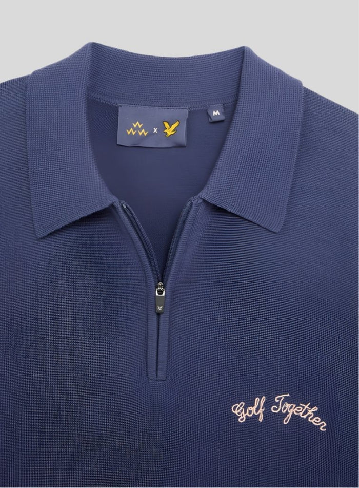 LYLE & SCOTT Golf Together Zipped Polo Shirt Crown Blue - MAISONDEFASHION.COM